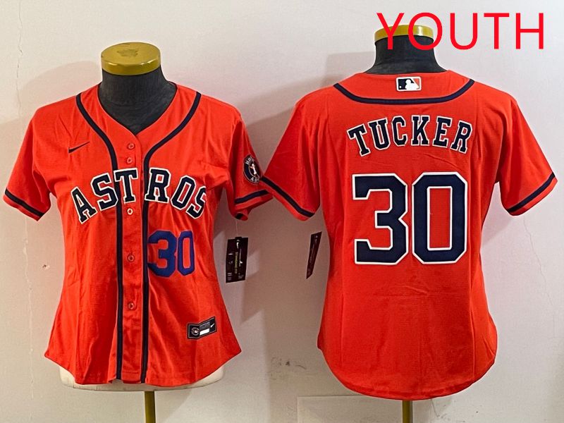 Youth Houston Astros #30 Tucker Orange Game 2025 Nike MLB Jersey style 2->youth mlb jersey->Youth Jersey